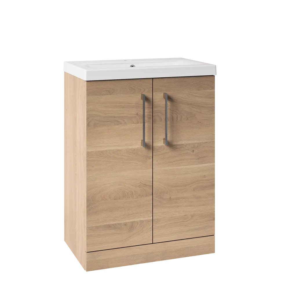 Erin Rimless Toilet & Vanity Unit Bathroom Set with Brushed Brass Handles