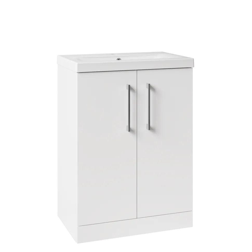 Erin Rimless Toilet & Vanity Unit Bathroom Set with Brushed Brass Handles