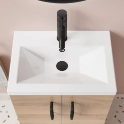 Erin Rimless Toilet & Vanity Unit Bathroom Suite Set with Brushed Brass Handles