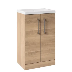 Erin Rimless Toilet & Vanity Unit Bathroom Suite Set with Brushed Brass Handles