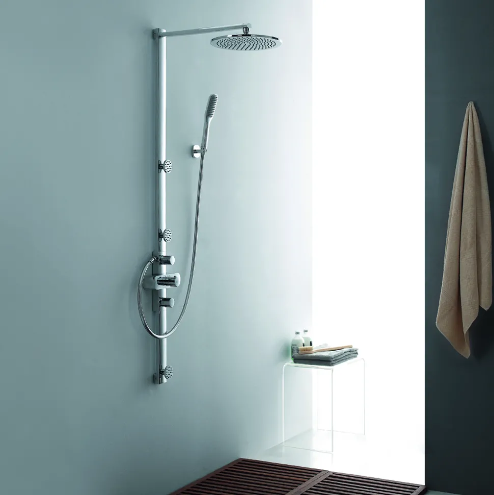 Flova Allore Thermostatic Shower Column with Handset, Body Jets & Overhead Shower