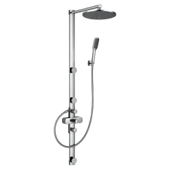 Flova Allore Thermostatic Shower Column with Handset, Body Jets & Overhead Shower
