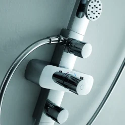 Flova Allore Thermostatic Shower Column with Handset, Body Jets & Overhead Shower