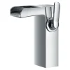 Flova Cascade Mid Height Waterfall Mono Basin Mixer with Clicker Waste