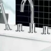 Flova Levo 4 Hole Deck Mounted Bath Shower Mixer with Pull Out Handset