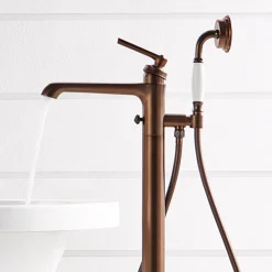 Flova Liberty Floor Standing Bath Shower Mixer with Handset Kit - Oil Rubbed Bronze