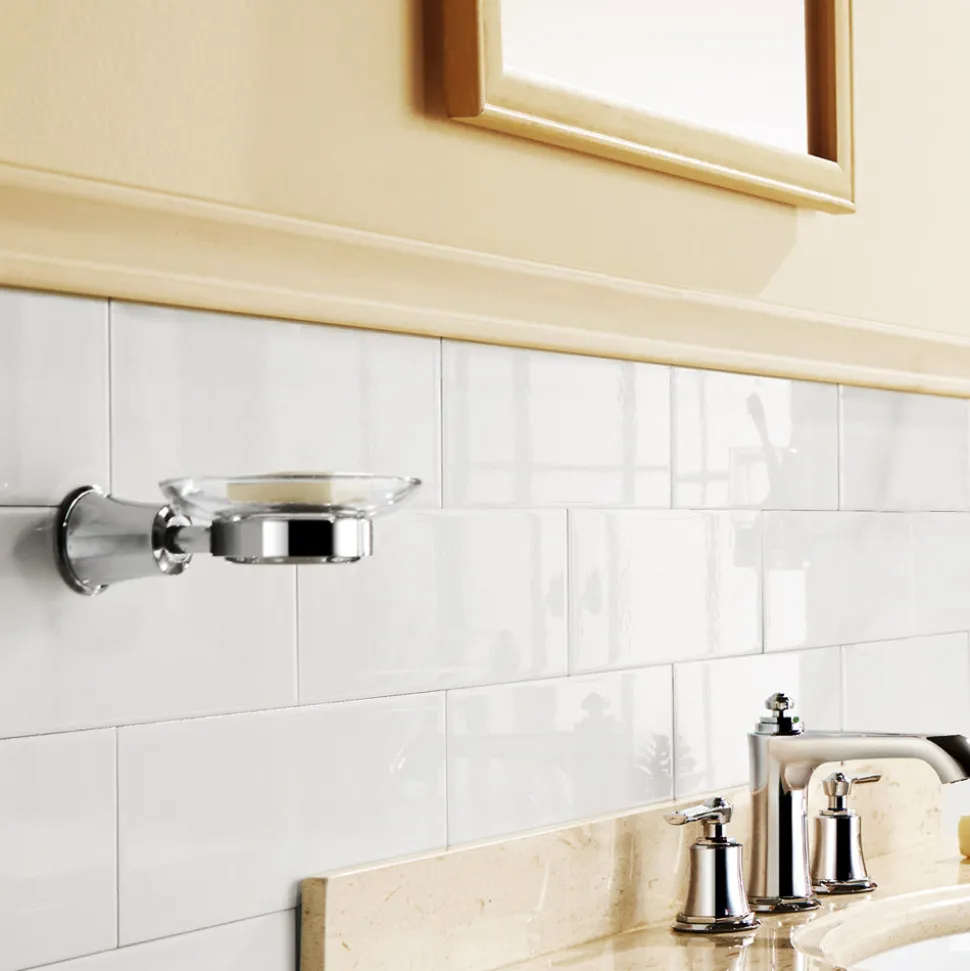 Flova Liberty Glass Soap Dish - Chrome