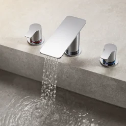 Flova Spring 3 Hole Basin Mixer with Clicker Waste