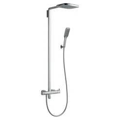 Flova Urban Thermostatic Shower Column with Handset & Dual Function Overhead Shower