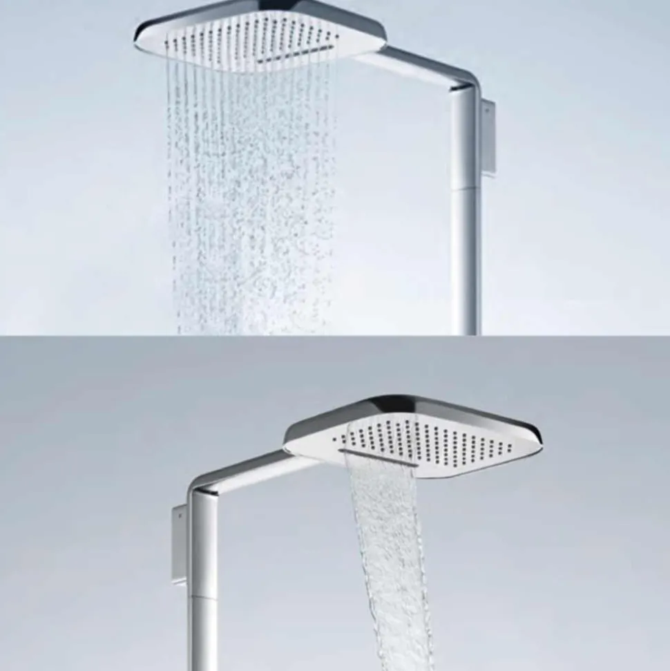 Flova Urban Thermostatic Shower Column with Handset & Dual Function Overhead Shower