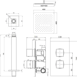 Flynn Concealed Shower Valve & Fixed Shower Head