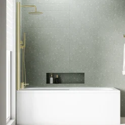 Freddie Brushed Brass Reinforced Shower Bath Suite with Rimless Toilet