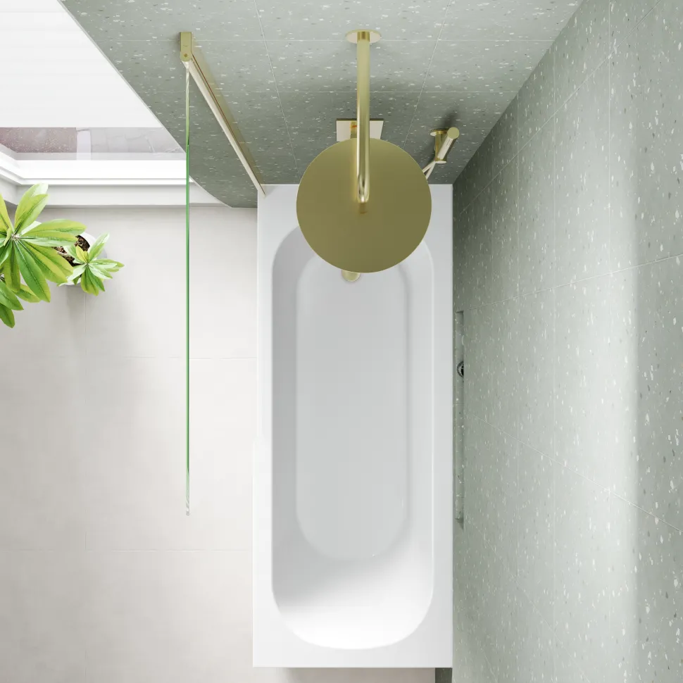 Freddie Brushed Brass Reinforced Shower Bath Suite with Rimless Toilet
