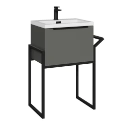 Freddie 500mm Wall Hung Vanity Unit & Basin with Matt Black Frame