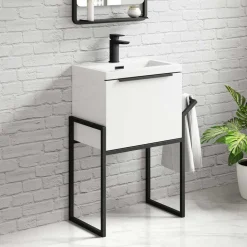 Freddie 500mm Wall Hung Vanity Unit & Basin with Matt Black Frame