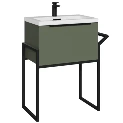 Freddie 600mm Wall Hung Vanity Unit & Basin with Matt Black Frame