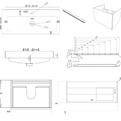 Freddie 800mm Wall Hung Vanity Unit & Basin