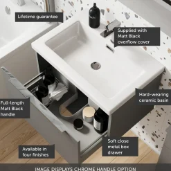 Freddie 600mm Wall Hung Vanity Unit & Basin