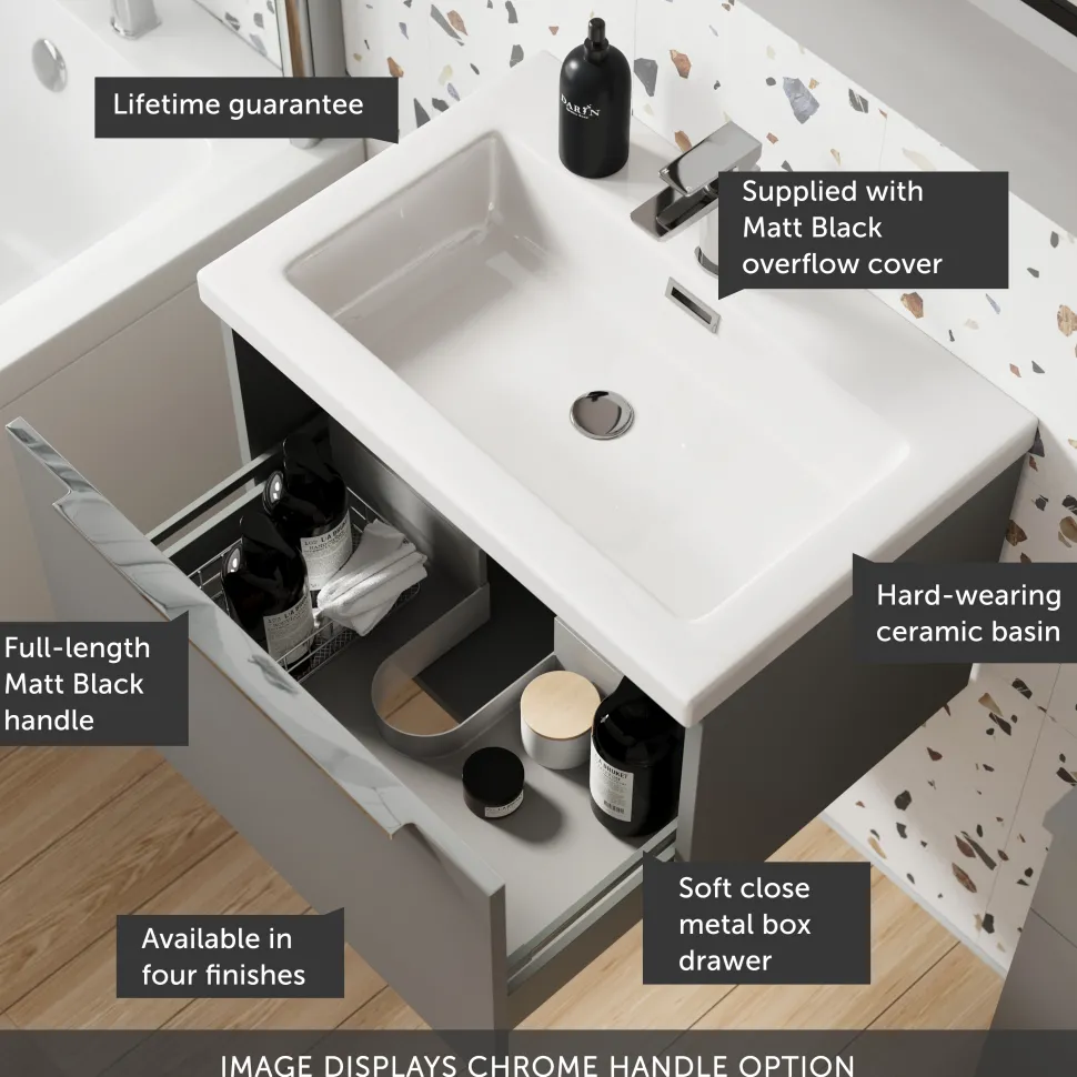 Freddie 600mm Wall Hung Vanity Unit & Basin