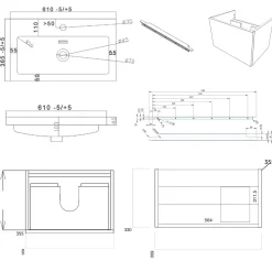 Freddie 600mm Wall Hung Vanity Unit & Basin