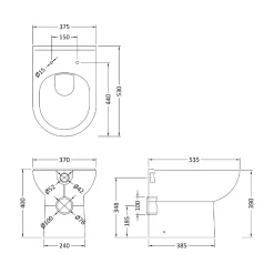 Freddie Reinforced Shower Bath Suite with Back to Wall Toilet