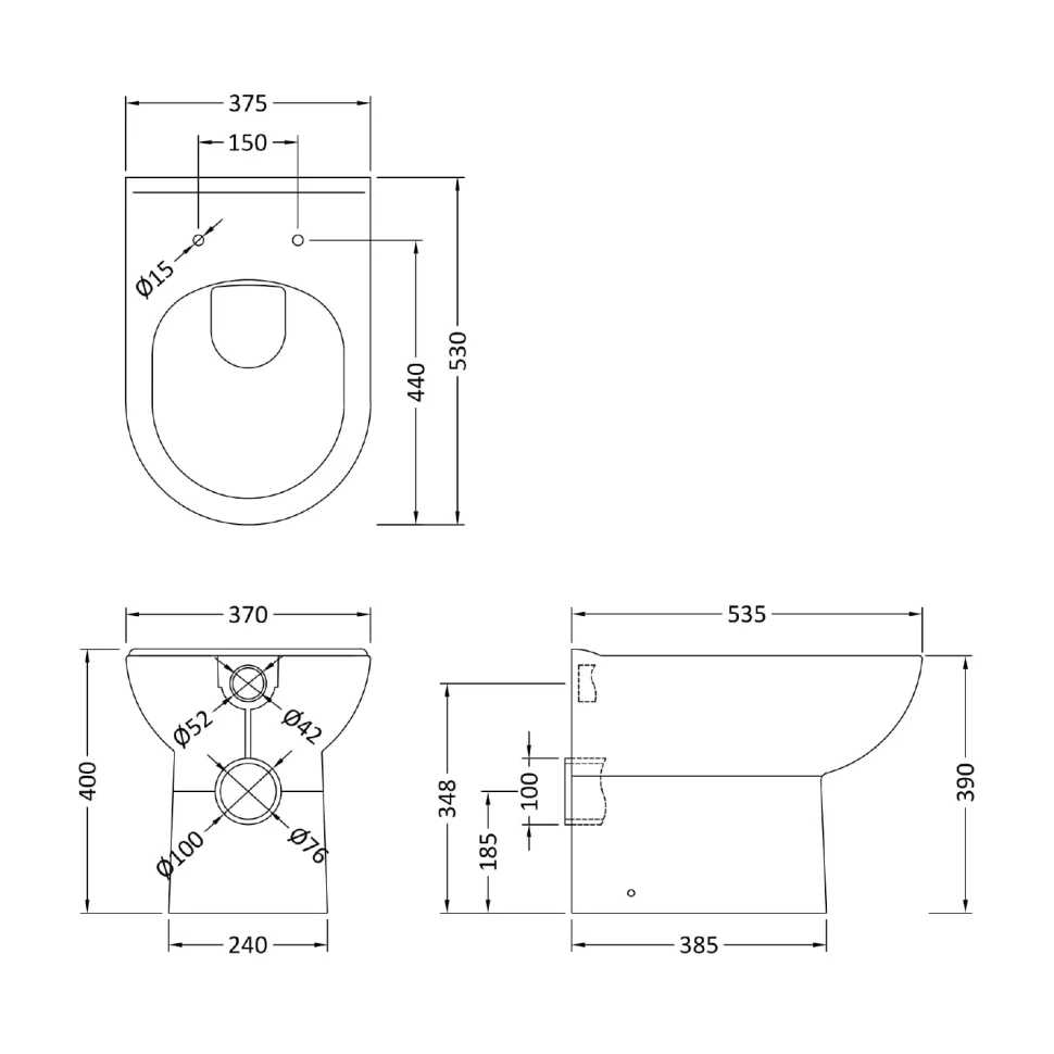 Freddie Reinforced Shower Bath Suite with Back to Wall Toilet