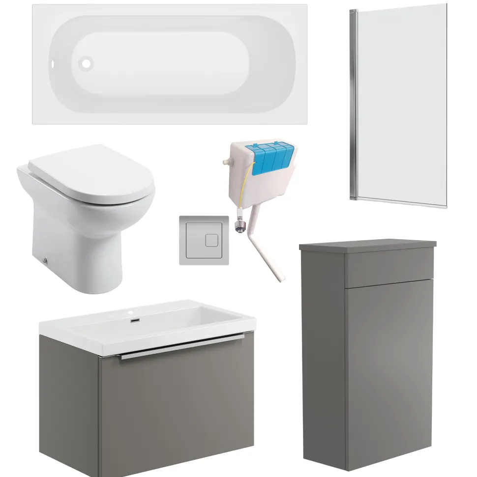 Freddie Reinforced Shower Bath Suite with Back to Wall Toilet