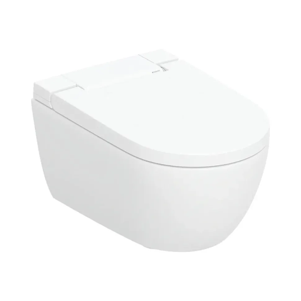 Geberit AquaClean Alba Rimless Wall Hung Smart Toilet with Wrap Over Soft Close Seat & Remote Control