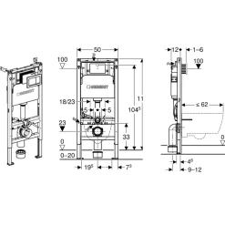 Geberit Duofix 1120mm Concealed Frame & Alpha Cistern with Chrome Dual Flush Plate
