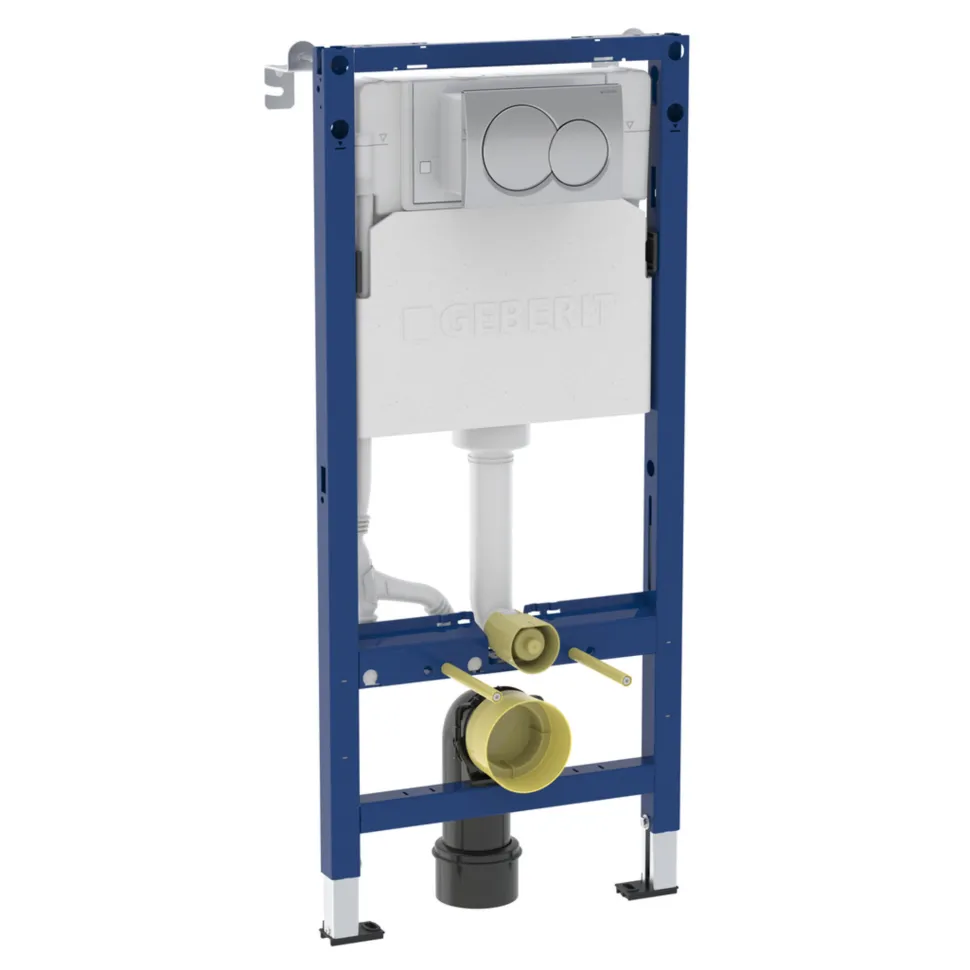 Geberit Duofix 1120mm Concealed Frame & Alpha Cistern with Chrome Dual Flush Plate