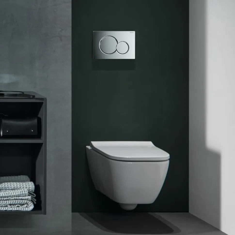 Geberit Wall-Hung 4-in-1 Sigma Cistern, Frame, Flush Plate, Smyle Rimless Pan & Soft Close Seat Pack