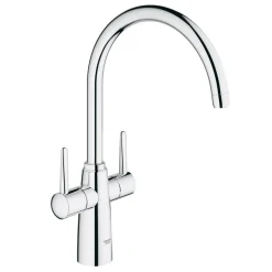 Grohe Ambi Contemporary Twin Lever Mono Sink Mixer with Swivel Spout - Chrome