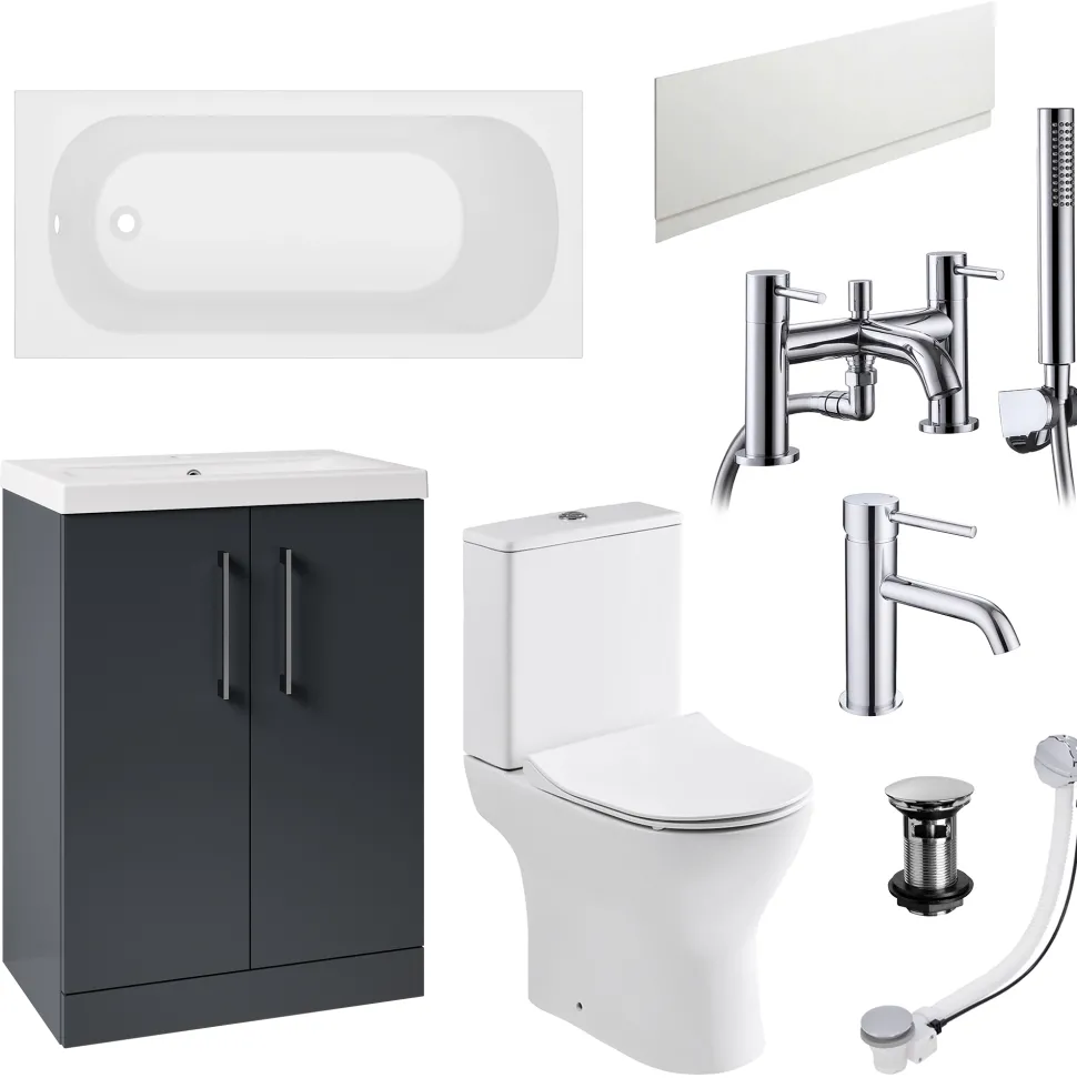 Harbour Acclaim Bathroom Suite Package with Reinforced Bath & Rimless Toilet
