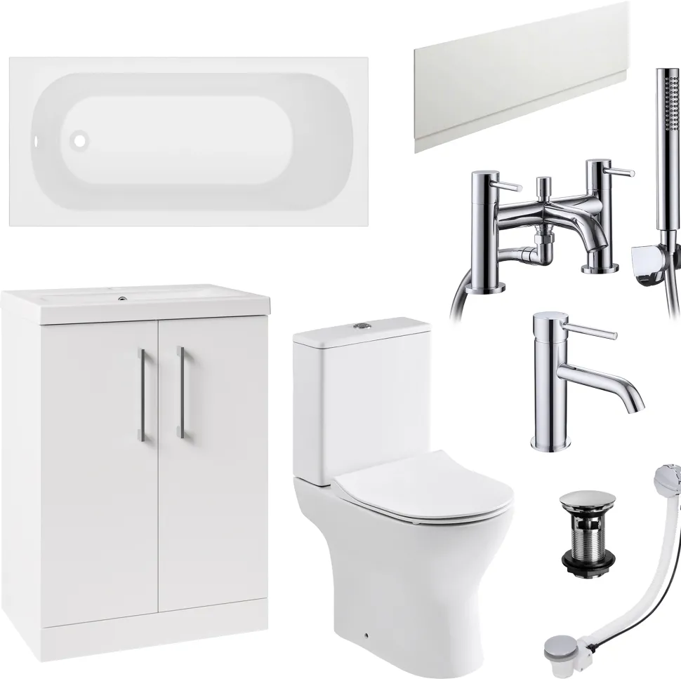 Harbour Acclaim Bathroom Suite Package with Reinforced Bath & Rimless Toilet