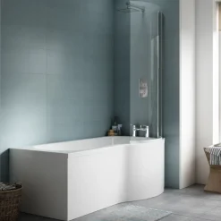 Harbour Acclaim Complete Bathroom Suite with 1700mm P Shape Shower Bath & Rimless Toilet