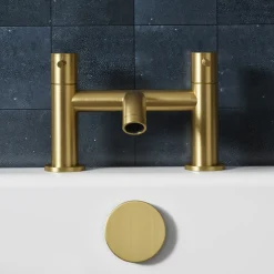 Harbour Acclaim Complete Brushed Brass Bathroom Suite with Reinforced Shower Bath & Rimless Toilet