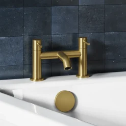Harbour Acclaim Complete Brushed Brass Bathroom Suite with Reinforced Shower Bath & Rimless Toilet