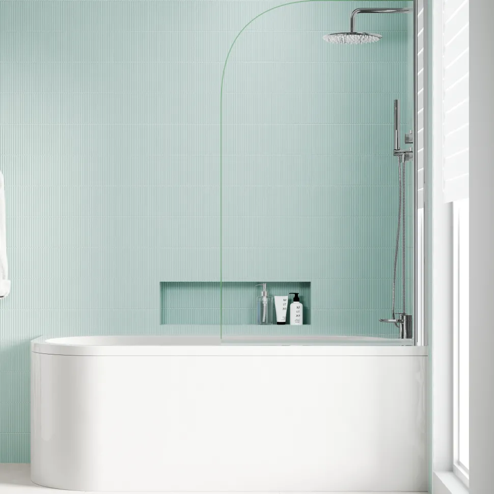 Harbour Acclaim 1700mm J Shaped Shower Bath Suite with Rimless Toilet