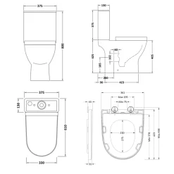 Harbour Acclaim Rimless Close Coupled Toilet & Soft Close Seat