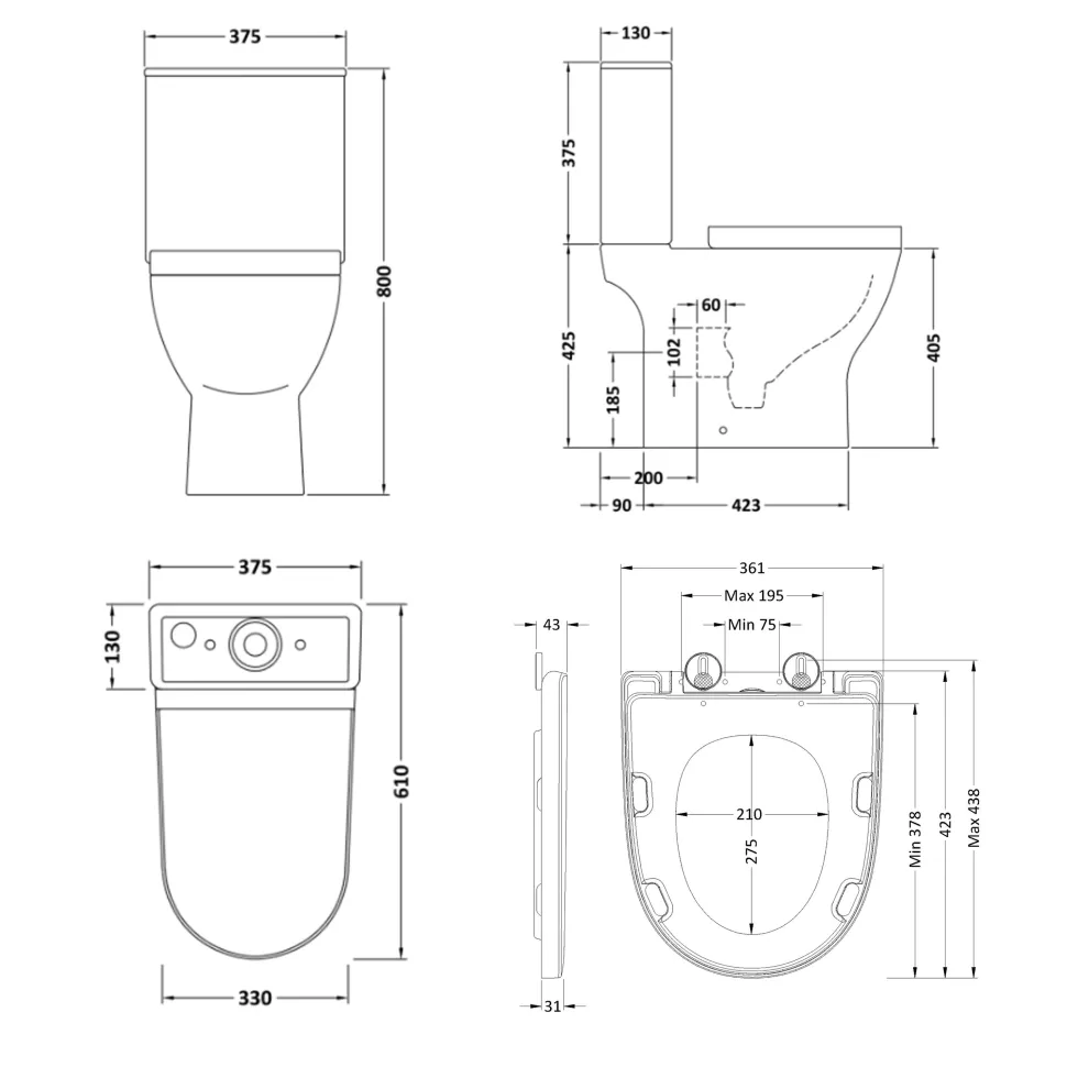 Harbour Acclaim Rimless Close Coupled Toilet & Soft Close Seat