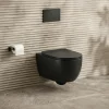 Harbour Acclaim Rimless Round Wall Hung Toilet & Slim Soft Close Seat - Matt Black