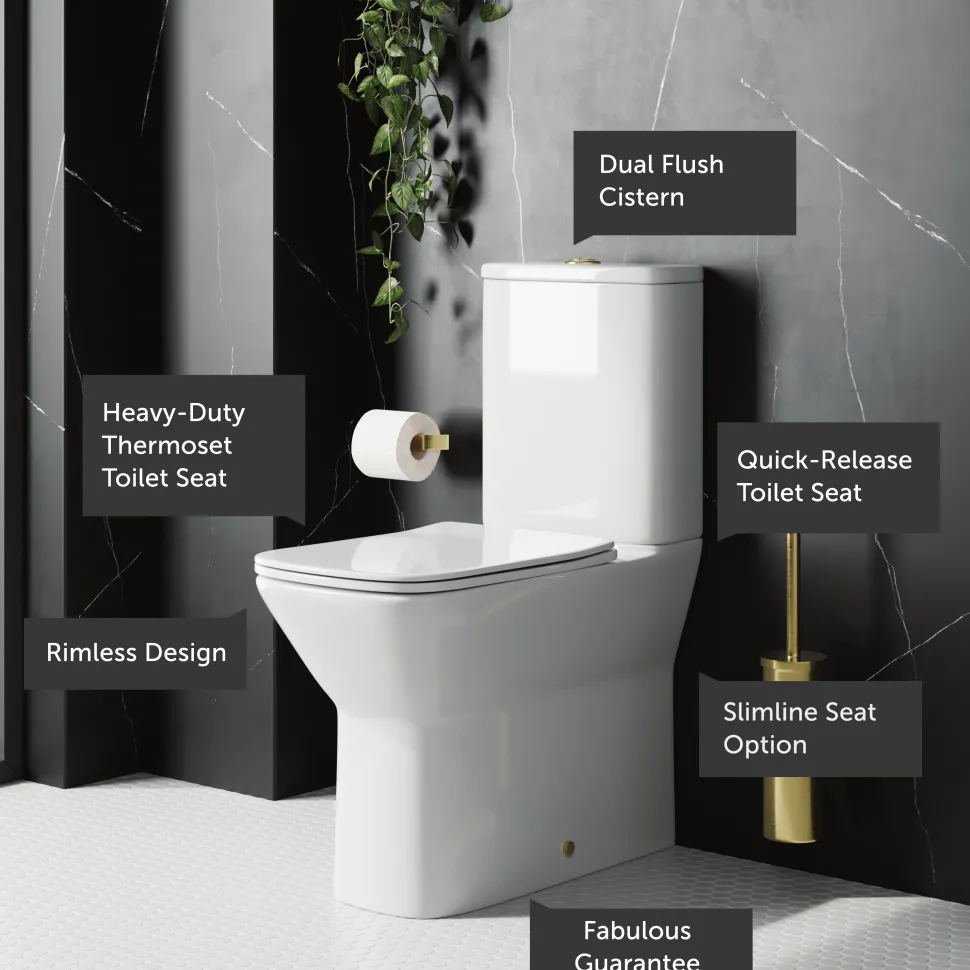 Harbour Alchemy Rimless Back to Wall Comfort Height Toilet & Soft Close Seat
