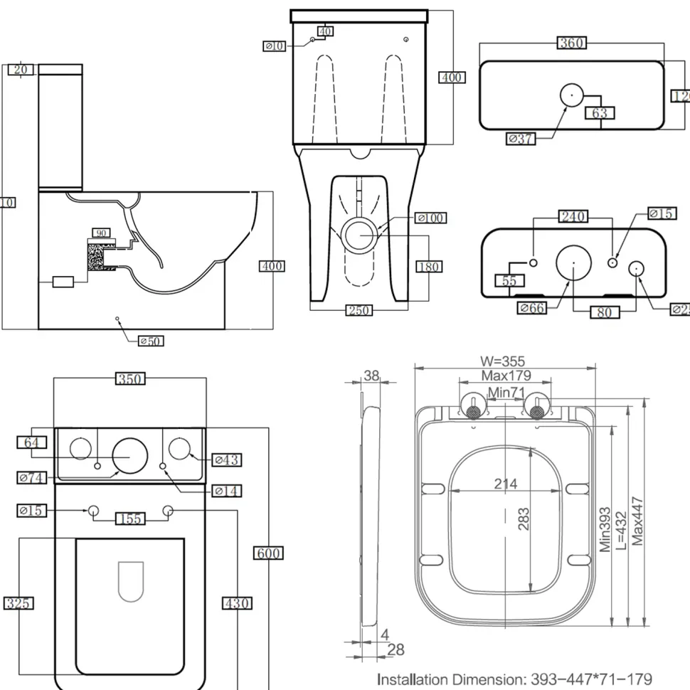Harbour Alchemy Rimless Back to Wall Close Coupled Toilet & Soft Close Seat