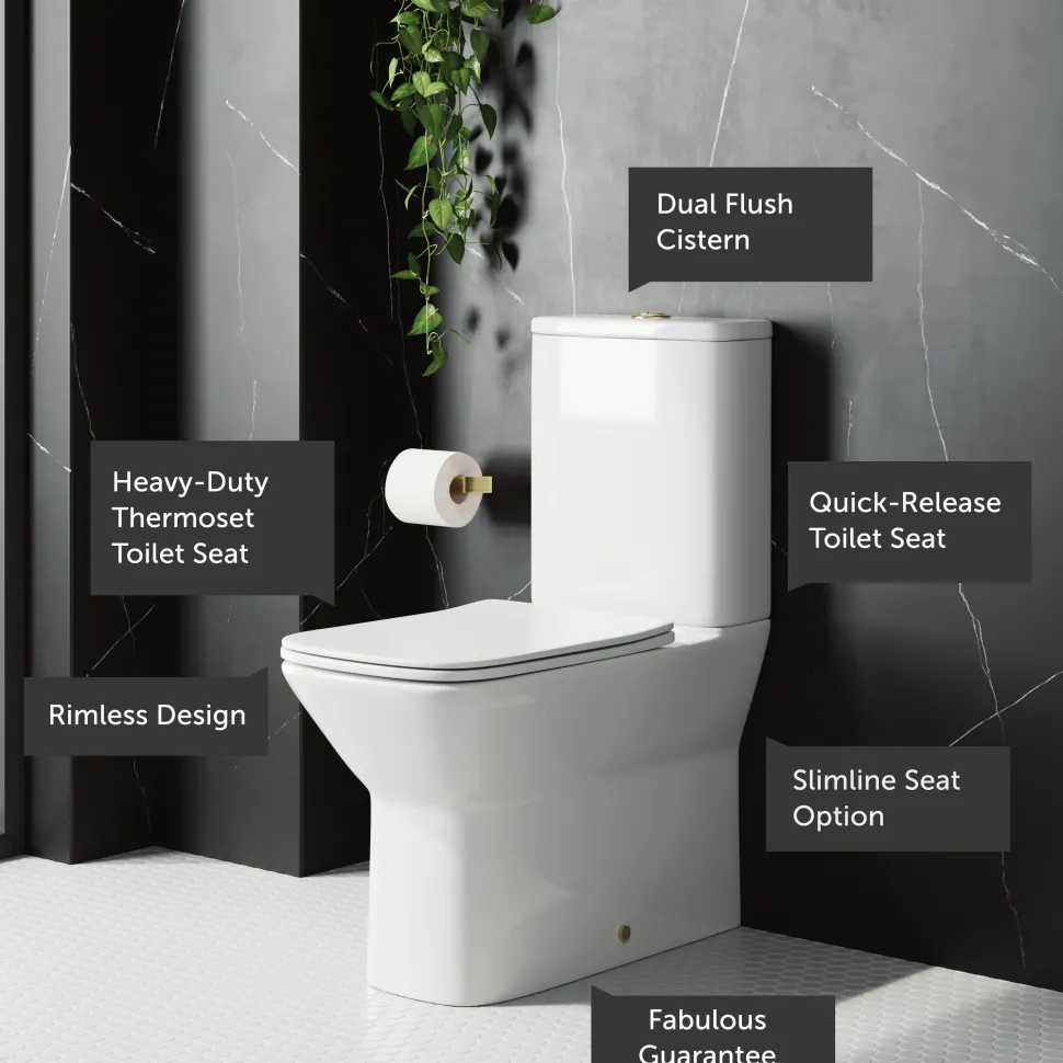Harbour Alchemy Rimless Back to Wall Close Coupled Toilet & Soft Close Seat