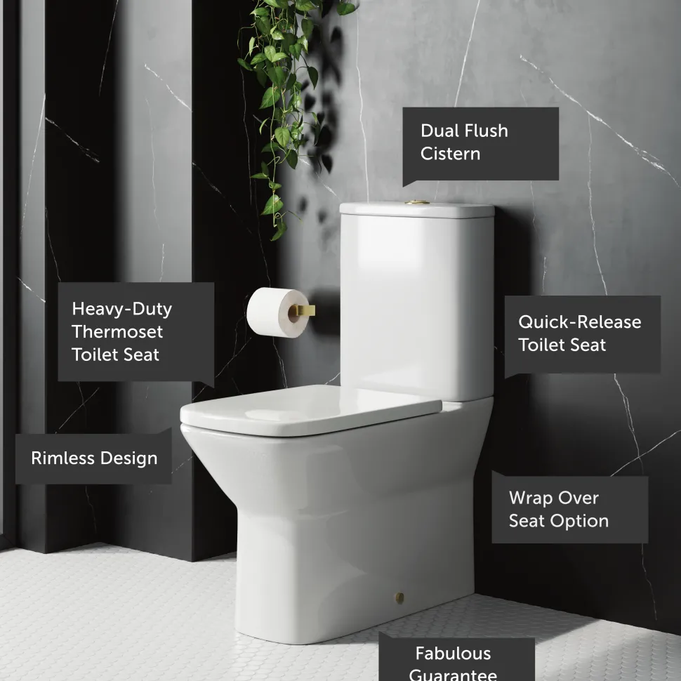 Harbour Alchemy Rimless Back to Wall Close Coupled Toilet & Soft Close Seat