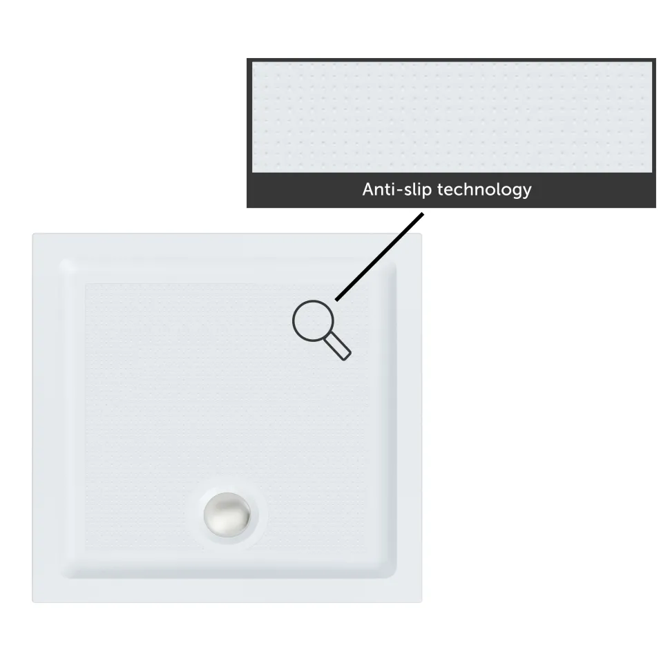 Harbour Anti Slip Gel Coated Stone Resin Square Shower Tray - 2 Sizes