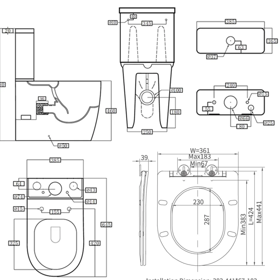 Harbour Clarity Back to Wall Rimless Comfort Height Toilet & Soft Close Seat