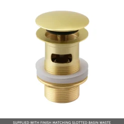 Harbour Clarity Brushed Brass Basin Mixer Tap & Waste and Deck Mounted Bath Mixer Tap