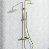 Harbour Clarity Brushed Brass Round Thermostatic Rigid Riser Shower Kit
