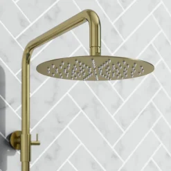 Harbour Clarity Brushed Brass Round Thermostatic Rigid Riser Shower Kit